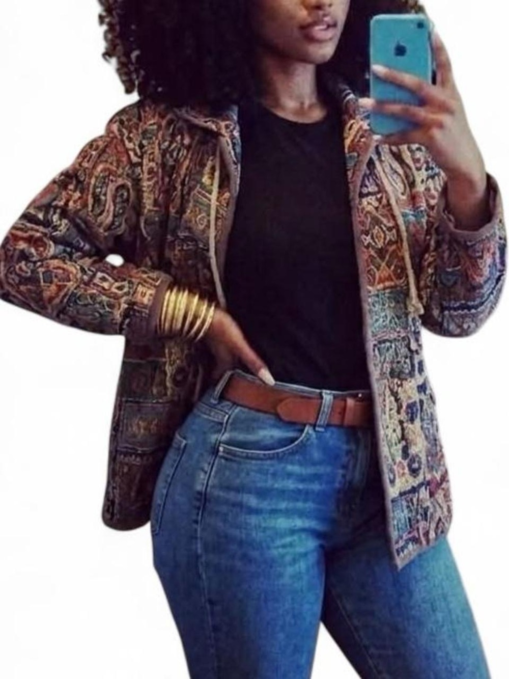 Multicolor Patchwork Button-Front Jacket - Picture 2 of 5